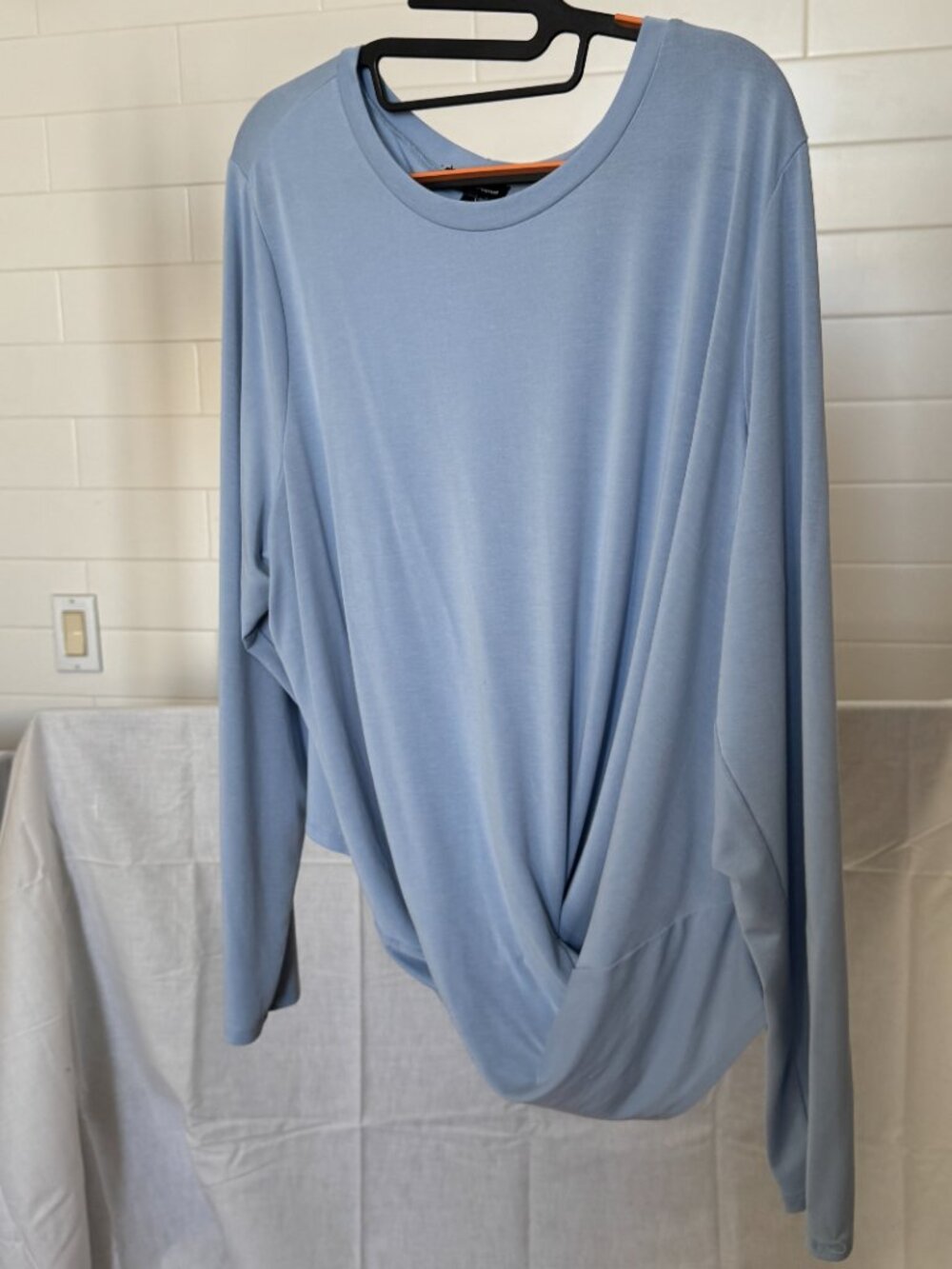 GUC Long Sleeve Sandwash Jersey Draped Shirt in Periwinkle US M (18-20) - Picture 3 of 7